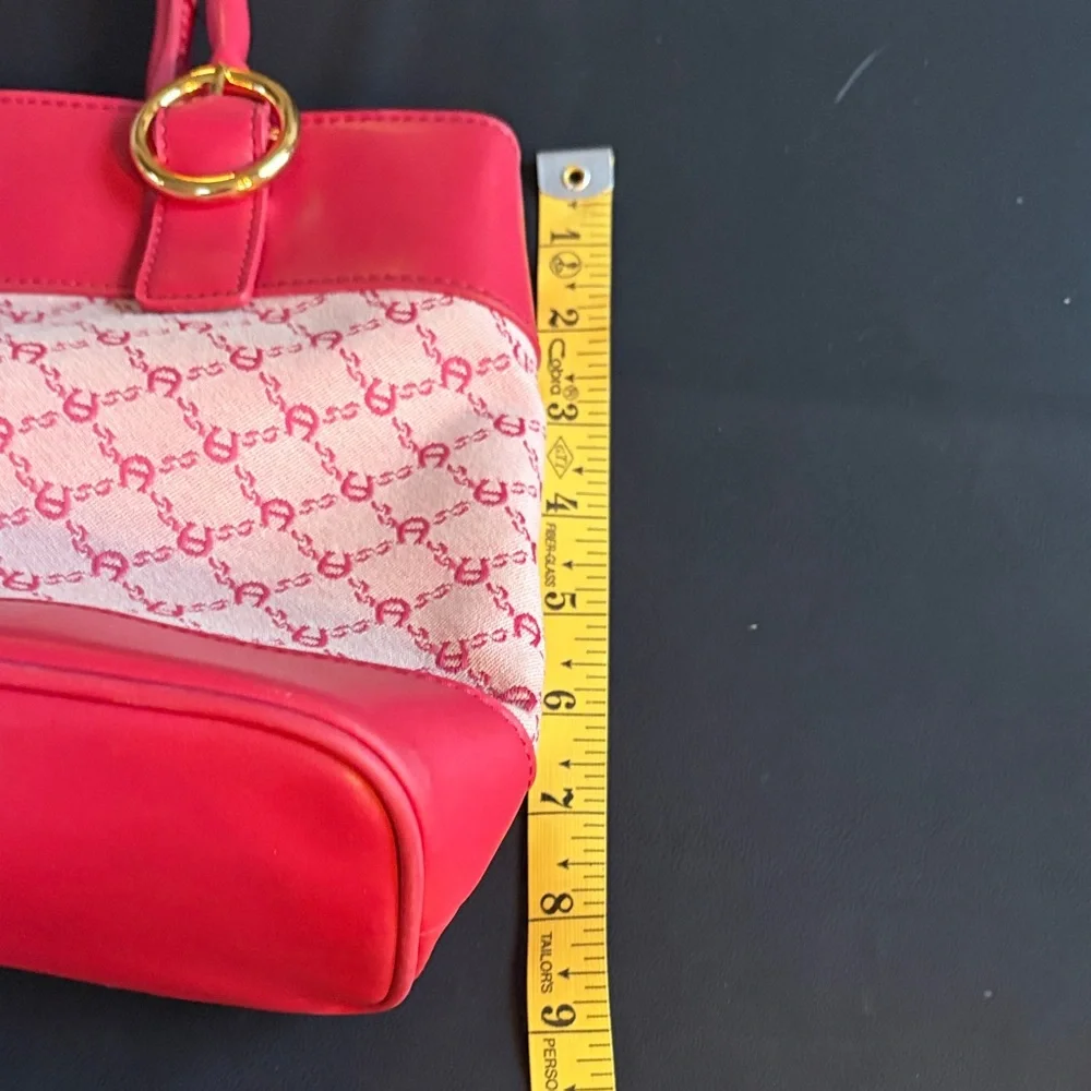 Etienne Aigner Red Logo Satchel Handbag & Matching Wallet Set Y2K
